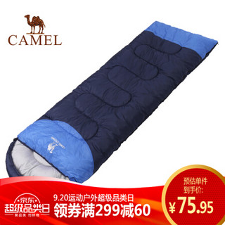 CAMEL 骆驼 睡袋成人 户外旅行便携秋冬季加厚露营防寒单人大人隔脏睡袋 A8W03005 深宝蓝/彩蓝 右边 1.6KG