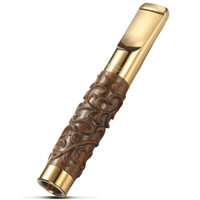 正牌zobo循环型烟嘴微孔过滤绿檀木粗细双用可清洗香烟过滤器 ZB-357富贵花 生日礼物