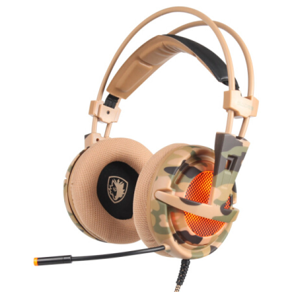 商品sades赛德斯a6耳罩式头戴式有线耳机迷彩usb口