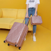 君华仕(GENVAS)拉杆箱 28英寸行李箱 万向轮女子母箱 防刮纹带扩展大容量旅行密码箱子 A-1213-283玫瑰金