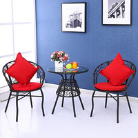 利尔 藤椅茶几三件套客厅室内阳台编织家具组合椅子藤艺铁艺藤椅