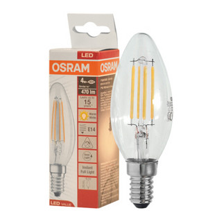欧司朗(OSRAM) LED复古灯泡球泡 节能光源 4W尖泡 E14小螺口灯丝烛泡2700K