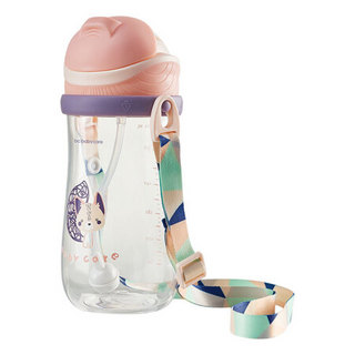 babycare儿童水杯 宝宝学饮杯防摔吸管杯 婴儿重力球杯子  珀尔里粉款350ml