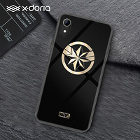 X-doria 漫威苹果xr手机壳玻璃壳 iPhoneXR硅胶软边全包保护套 炫金惊奇队长