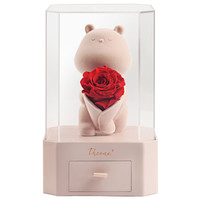 THEONE 唯忆 释爱 进口永生红玫瑰永生花礼盒 小熊抽屉礼盒 同城鲜花速递 送女友生日礼物送老师教师节礼物