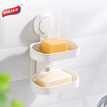 TAILI 太力 肥皂盒壁挂式香皂盒免打孔浴室卫生间吸盘置物架可沥水双层1个