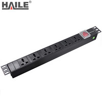 海乐（Haile）工业级机柜PDU 10A6位250V 电源插座板 带开关接线板/插排插线板 2500W 2米 D3000-10A6-KG