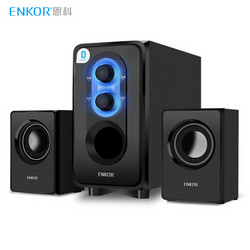 恩科（ENKOR）E50B 电脑蓝牙音响多媒体音箱重低音炮台式机喇叭家用桌面USB插卡音响有线笔记本小钢炮 黑色