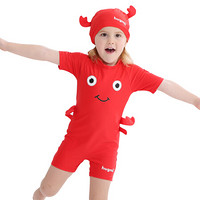 hugmii儿童连体泳衣立体造型泳衣泳帽宝宝小孩游泳衣 红色螃蟹120/62 F17LTY233