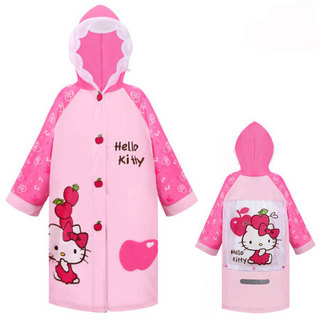 凯蒂猫HELLO KITTY 儿童雨衣女童雨披带书包位加厚小孩幼儿卡通小学生雨衣 KTY1018 粉红 XL