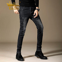 金盾（KIN DON）牛仔裤 新款男士青春休闲时尚百搭弹力牛仔长裤516-K815黑色32