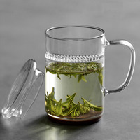 雅集 办公茶杯 带茶滤耐热男士玻璃杯子 泡茶水杯创意过滤带盖把手