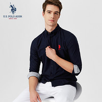 U.S. POLO ASSN. 衬衫男新款多色潮流休闲长袖衬衫纯棉修身美式白色衬衣5191107002 藏蓝色 3XL