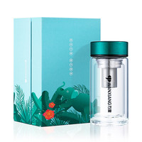 WANXIANG 万象 幻彩系列双层玻璃杯 不锈钢滤网泡茶杯 情侣便携水杯礼盒装V127AL 翡翠绿 195ML