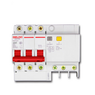 德力西小型漏电断路器DZ47sLE 3P C型 63A三相三线不带零线漏电保护空气开关家用