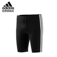 阿迪达斯 adidas 儿童泳裤男童青少年及膝速干透气舒适泳衣游泳裤 DP7550 黑色(黑LOGO)140
