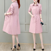 堡晟 2019秋季新款女装新品风衣女流行气质女神中长款外套潮 HZ520-19137 粉色 XL