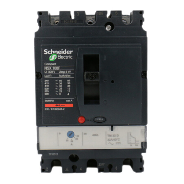 施耐德电气 nsx100f tm32d 32a 3p 手动 固定式 塑壳配电保护断路器