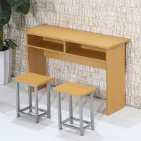 奈高NG办公家具阅览桌员工桌长条培训洽谈桌会议听课桌双人桌榉木色1200*400*750含凳子