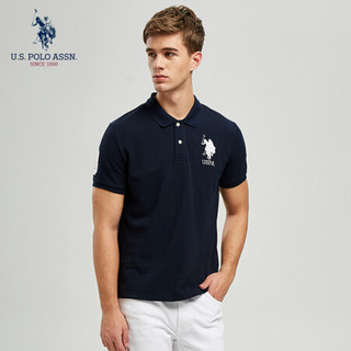 U.S. POLO ASSN. Polo衫男2019年新品男士短袖T恤纯棉多色男短袖衫美式休闲男上装6017965AL 藏蓝色 2XL/185