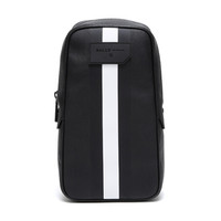 BALLY 巴利 男士黑色黑白条纹PVC单肩斜挎包 TANIS.OF/00 6224082