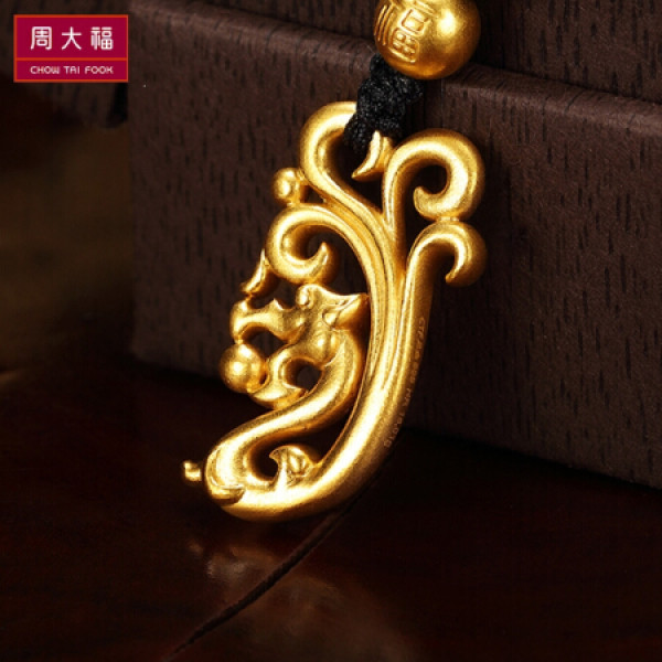 周大福chowtaifook传承系列古法黄金盘龙之姿金龙足金黄金吊坠f20