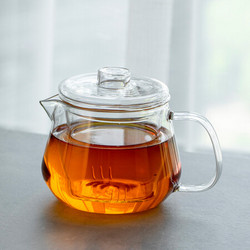 雅集 透明泡茶壶 带过滤茶水分离玻璃茶壶550ml 耐高温办公茶具泡茶壶