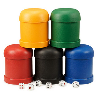 御圣骰盅套装筛盅色盅酒吧夜店游戏用品每个骰盅配送5个骰子 五色混装(红、蓝、绿、黄、黑)