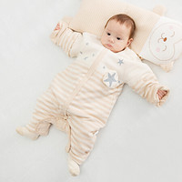 威尔贝鲁（WELLBER）婴儿分腿睡袋彩棉宝宝防踢被 秋冬厚棉儿童分腿睡袋 小星星款85cm