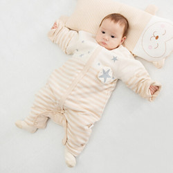威尔贝鲁（WELLBER）婴儿分腿睡袋彩棉宝宝防踢被 秋冬厚棉儿童分腿睡袋 小星星款85cm *2件