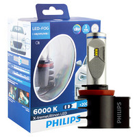 飞利浦PHILIPS LED汽车灯泡 H11/H8/H16通用 12834 雾灯 6000K纯白光增亮200% 2支装