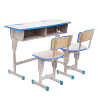 奈高NG培训班课桌椅中小学生写字学习桌双人家用学校课桌椅套装木纹色靠背款