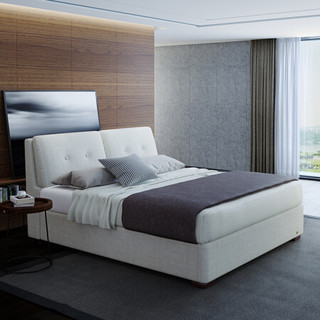芝华仕爱蒙 布床双人床婚床高箱床现代简约床1.8米1.5 C010 亚麻色 1.8*2米