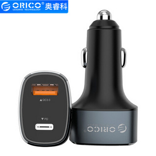 奥睿科 ORICO 车载充电器快充版 双口车充点烟器 不伤机 金属质感 兼容多种品牌手机UPL-2U 灰色