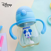 迪士尼（Disney）宝宝学饮杯婴儿吸管杯水杯380ml带手柄儿童小孩婴儿喝奶喝水杯PPSU材质 米奇蓝色 HM3290M1