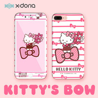 X-doria Hellokitty苹果7P/8P钢化膜前后膜套装 iPhone7plus/8plus全屏覆盖卡通手机贴膜彩膜 萌沁纹络凯蒂