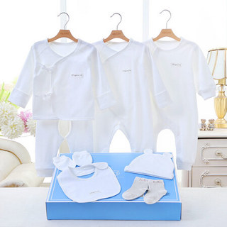 贝吻 婴儿衣服纯棉婴儿礼盒满月礼物母婴用品8件套1086 白色 0-3个月