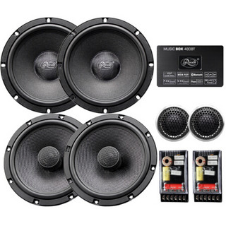 Rondo 汽车音响改装SR650+SR650C前后喇叭套装+BOX 480BT处理器+线材配件