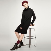 佐丹奴（Giordano） 女装连衣裙 女裙樽领长袖针织连衣裙05468130  09标志黑色 小码(155/76A)