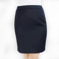 AUDDE 2019秋季新款女装新品半身裙女职业一步开叉西裙松紧正装包臀裙 AAALLD07 藏青后开叉(薄款) S