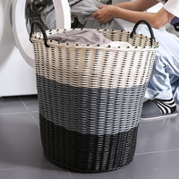 晟旎尚品 仿藤编简约脏衣篮 脏衣服收纳筐脏衣篓洗衣篮收纳篮 特大号棕灰白拼色