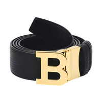 BALLY 巴利 男士皮质板扣腰带 6229111 黑色/金色 110