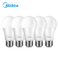 美的(Midea) LED节能灯泡 球泡 12W E27大螺口 3000K 暖白色 五只装