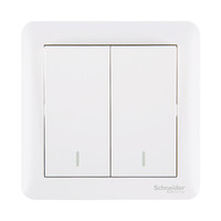 施耐德 开关面板 畅意白色A3B  二开单控 双开单控 家用面板磨砂双联单控开关
