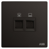 ABB 开关插座面板 二位电话电脑插座 轩致系列 黑色 AF323-885