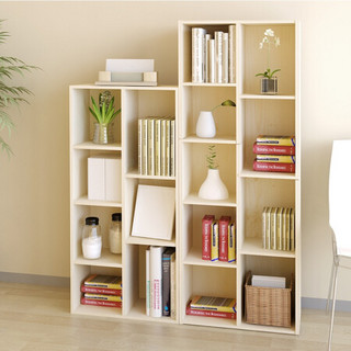 慧乐家 鲁比克创意书柜组合套装 书柜 储物柜 置物架 白枫木色 FNAL-11255-1