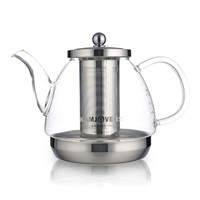 金灶(KAMJOVE) A-120多用途花茶壶玻璃壶不锈钢内胆过滤1.2L烧水壶 电磁炉电陶炉明火可用
