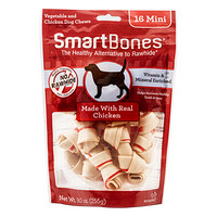 SmartBones 宠物零食狗零食磨牙棒狗咬胶 夹心洁齿骨洁齿棒味鸡肉味 迷你16支装