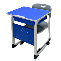 奈高NG培训班课桌椅学生写字学习桌单人学校课桌椅家用简约舒适蓝色套装