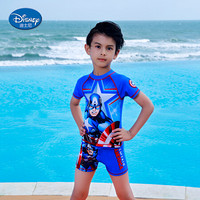 迪士尼（DISNEY）男童泳装 漫威系列复仇者联盟美国队长分体五分裤泳装 彩蓝色 120
